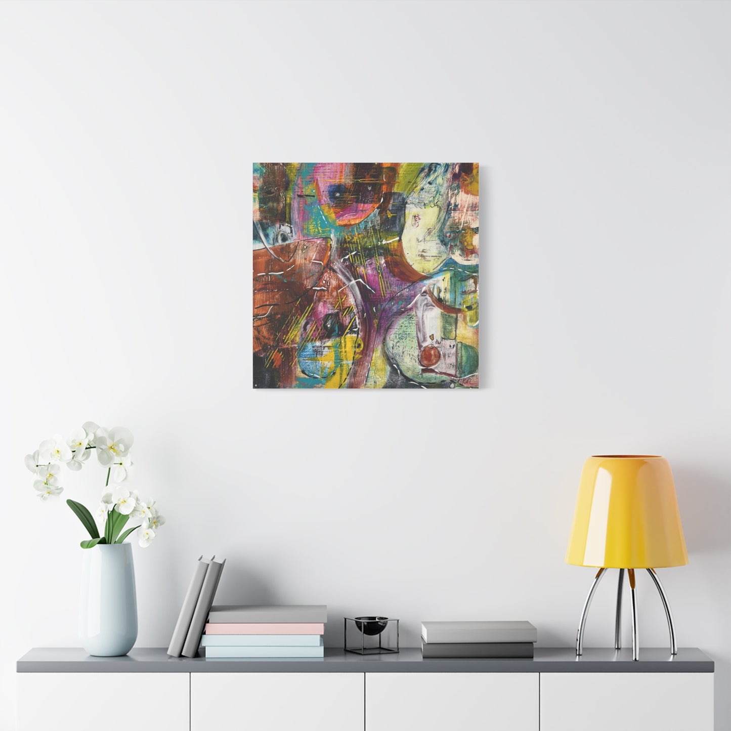 Masquerade, canvas prints, yellow lamp