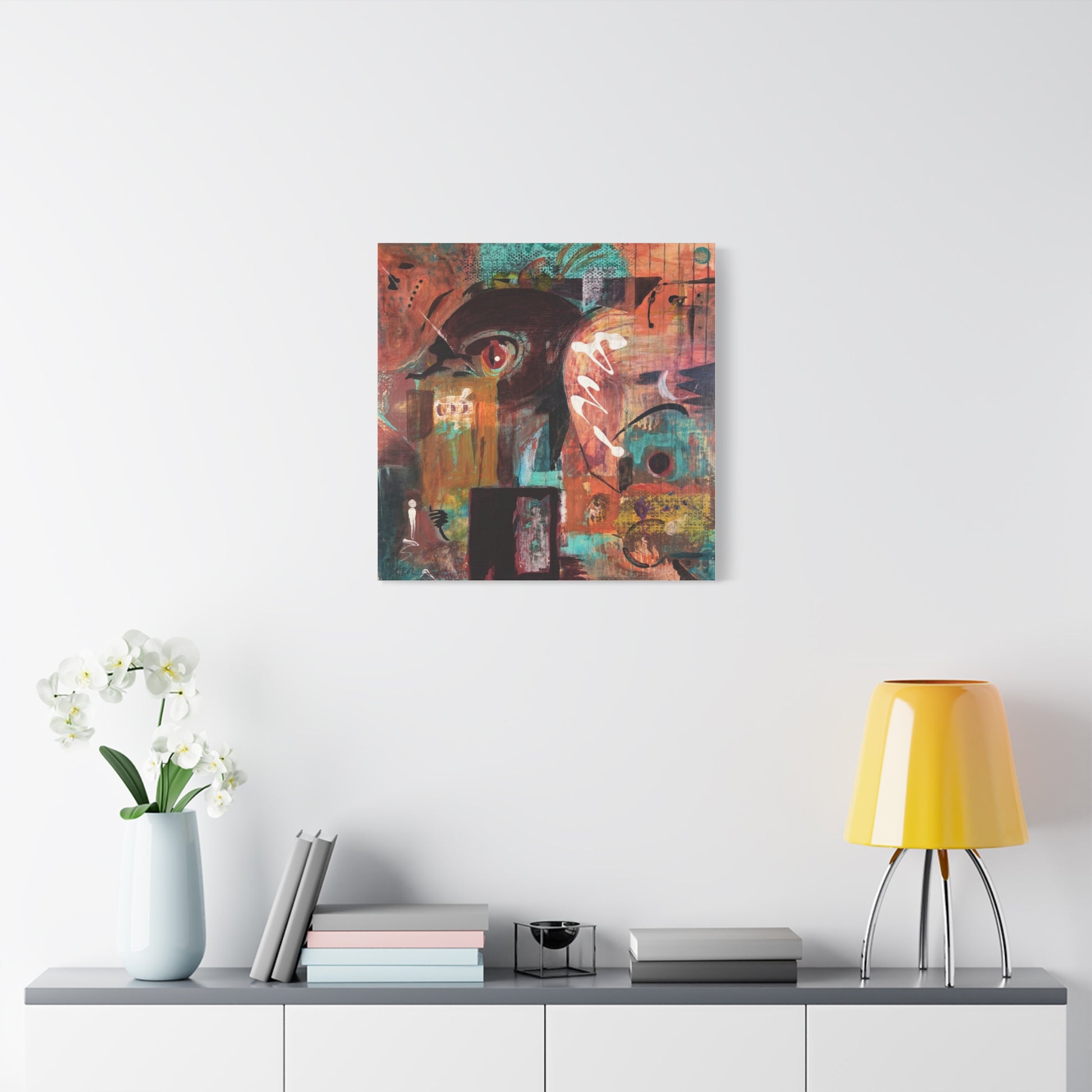 Inside your mind, wall art, yellow lamp